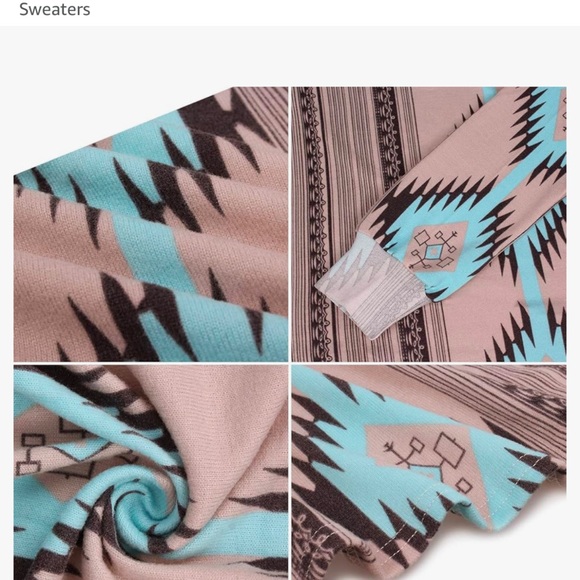 Womens Aztec Print Drape Open Front Drape Boyfriend Cardigan Sweaters - Picture 7 of 7